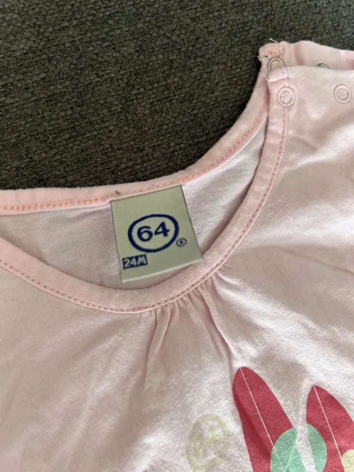 T-shirt manches courtes, bébé fille, marque 64, taille 24 mois - photo numéro 2