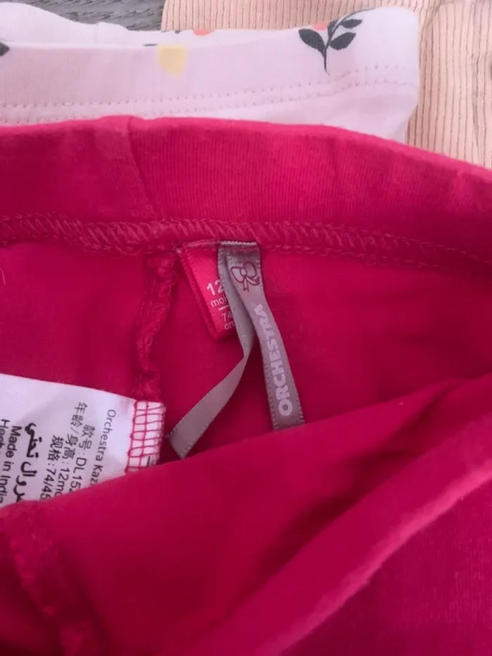 Lot de 4 legging pantalon rose 12 mois - photo numéro 5