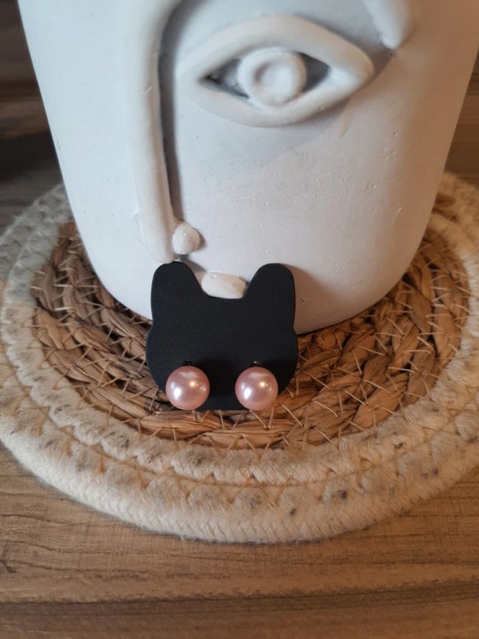 Neuf > Boucles d'oreilles à tige en perles d'eau douce roses - photo numéro 4