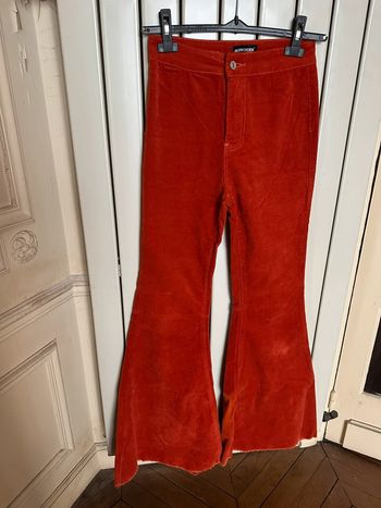 Pantalon orange velour cotelé momokrom taille 34