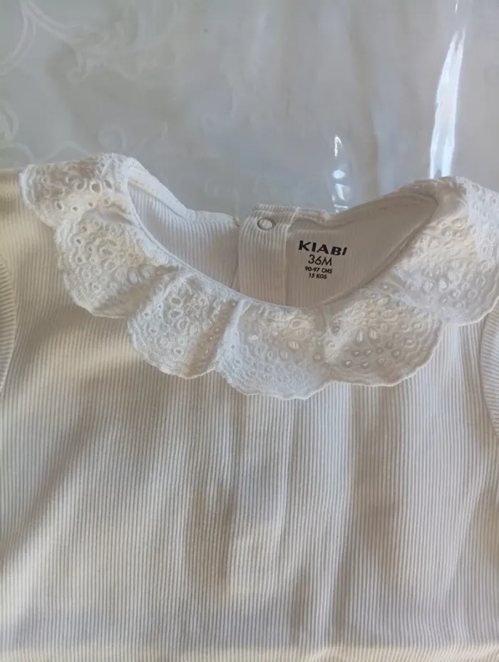 Body côtelé à col brodé - photo numéro 2