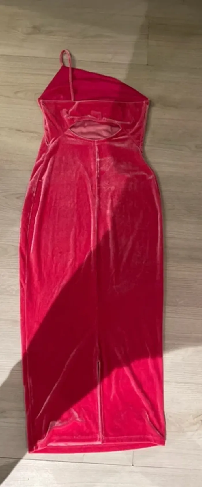 Robe longue rose en velours - Taille S - photo numéro 6