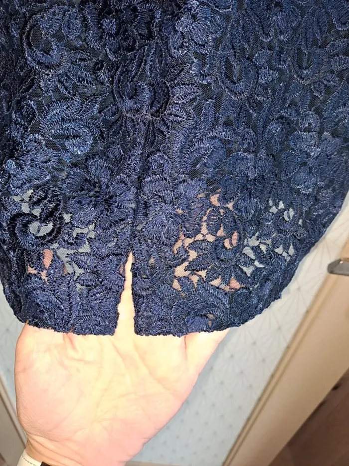 Robe bleue cache cache avec doublure 36/38 étiquette coupée tbe comme neuve bleue magnifique - photo numéro 4