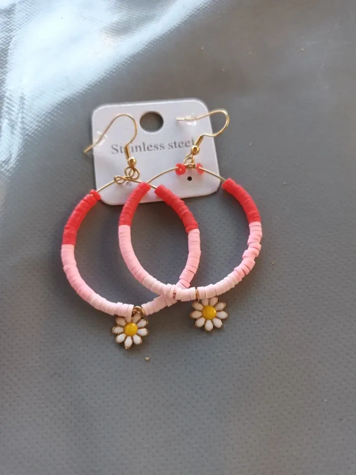 Boucle créole bohème rose multi
