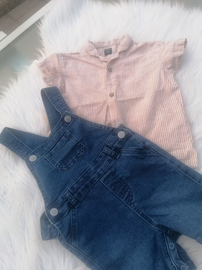 Ensemble garçon 2ans chemise lin et short à bretelles