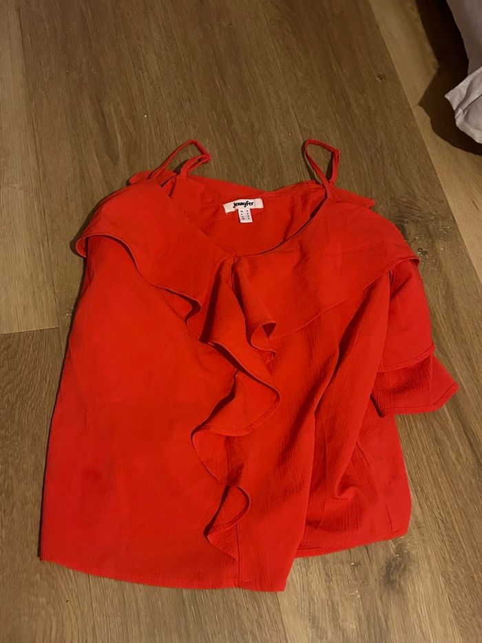 Top rouge à volants Jennyfer - photo numéro 2