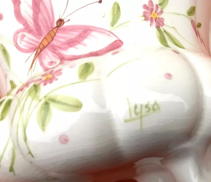 Cache-pot / Pot décoratif Céramique décor floral et de papillon - photo numéro 5