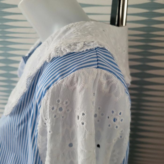 Chemise rayée à col et manches en dentelle neuve avec étiquette TU (44/50) Pépouz' by Loicïa Curve - photo numéro 12