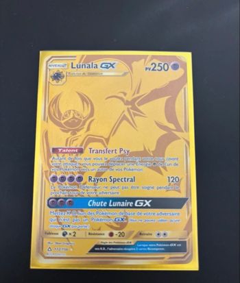 Carte Pokémon Lunala GX gold