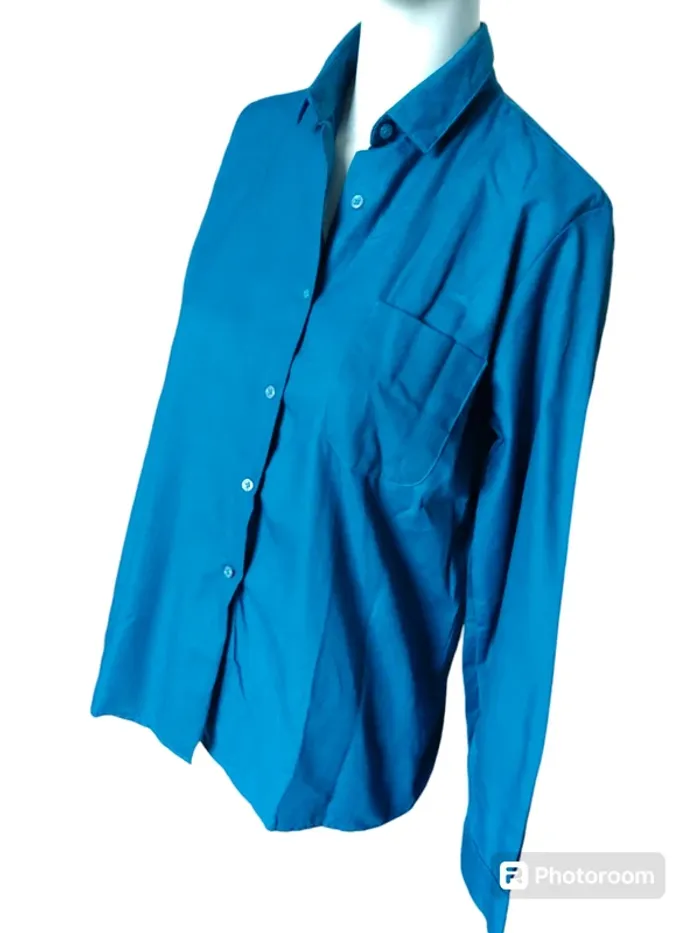 Chemisier chemise top tunique printemps été automne classique basic bleu canard pétrole mixte