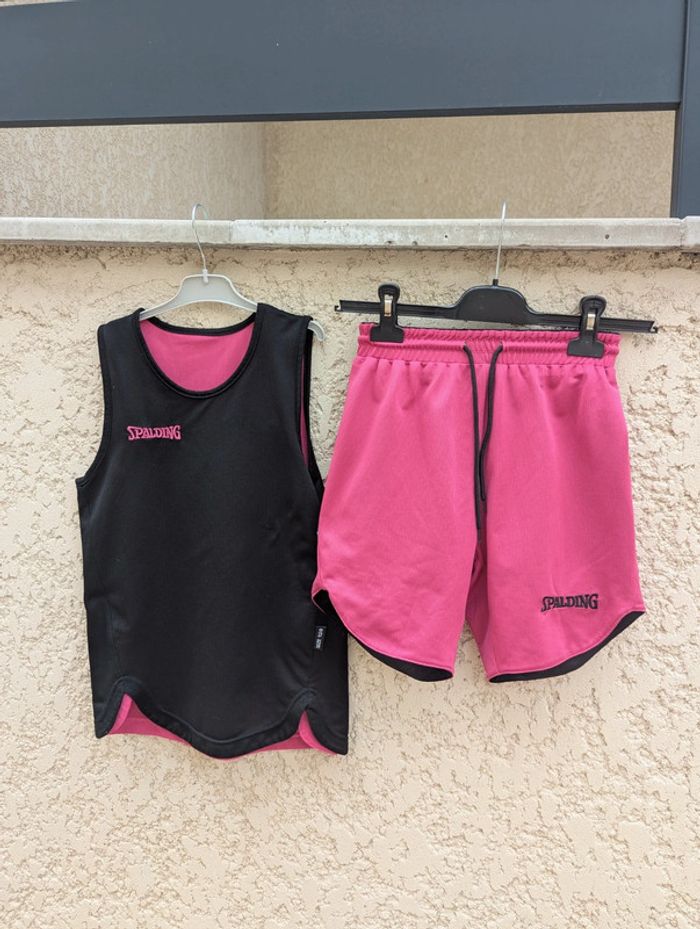 Ensemble de basket Spalding réversible noir rose taille 8-10 ans - photo numéro 3
