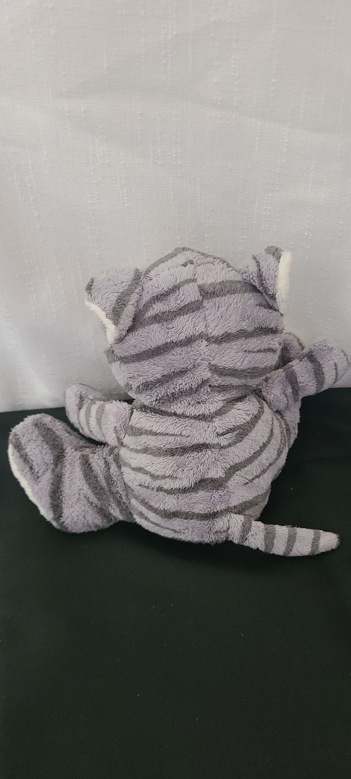 Petite peluche chat tigre HISTOIRE D'OURS boule rayé gris - photo numéro 3