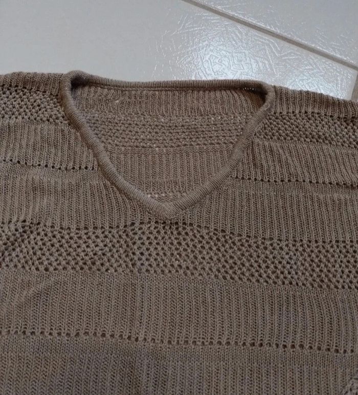 Pull femme brun ajouré croq top - photo numéro 8