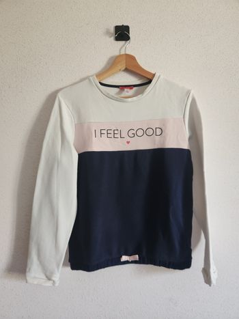 Sweat fille 14 ans Okaïdi – bleu marine et blanc – comme neuf