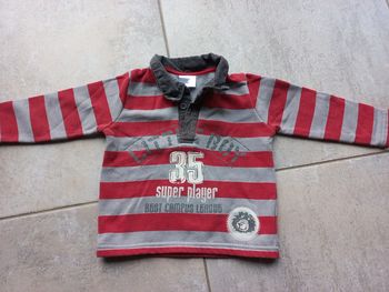Pull chaud 18 mois gris et rouge