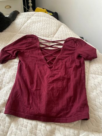 T-shirt bordeaux, Bershka, taille S