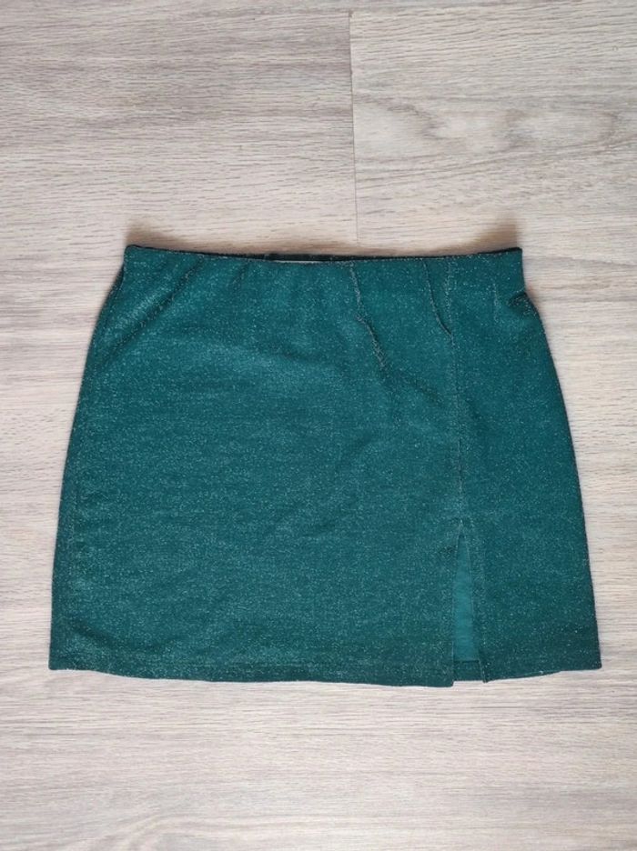 Mini jupe fendu paillettes vert foncé / Pull & Bear - 36/S à 38/M - photo numéro 9