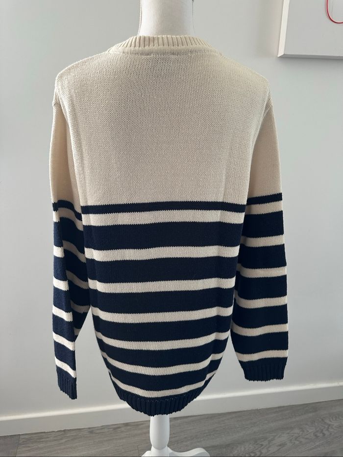 Pull oversize marinière blanc crème et bleu marine Donald Disney Vintage T38 M - photo numéro 6
