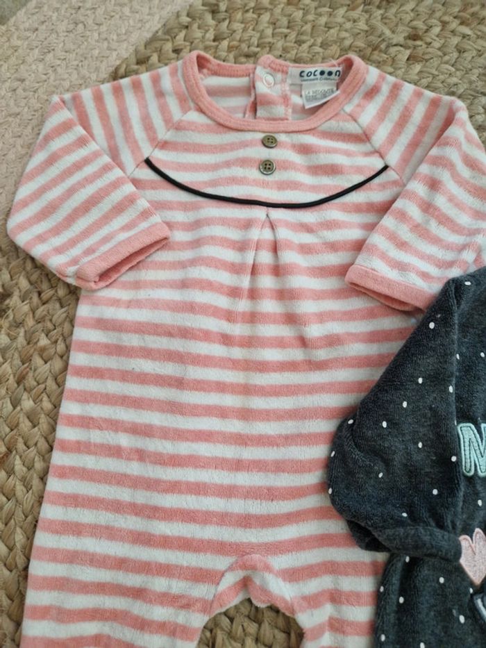 Lot de pyjamas rose et gris bébé fille 3 mois - photo numéro 4