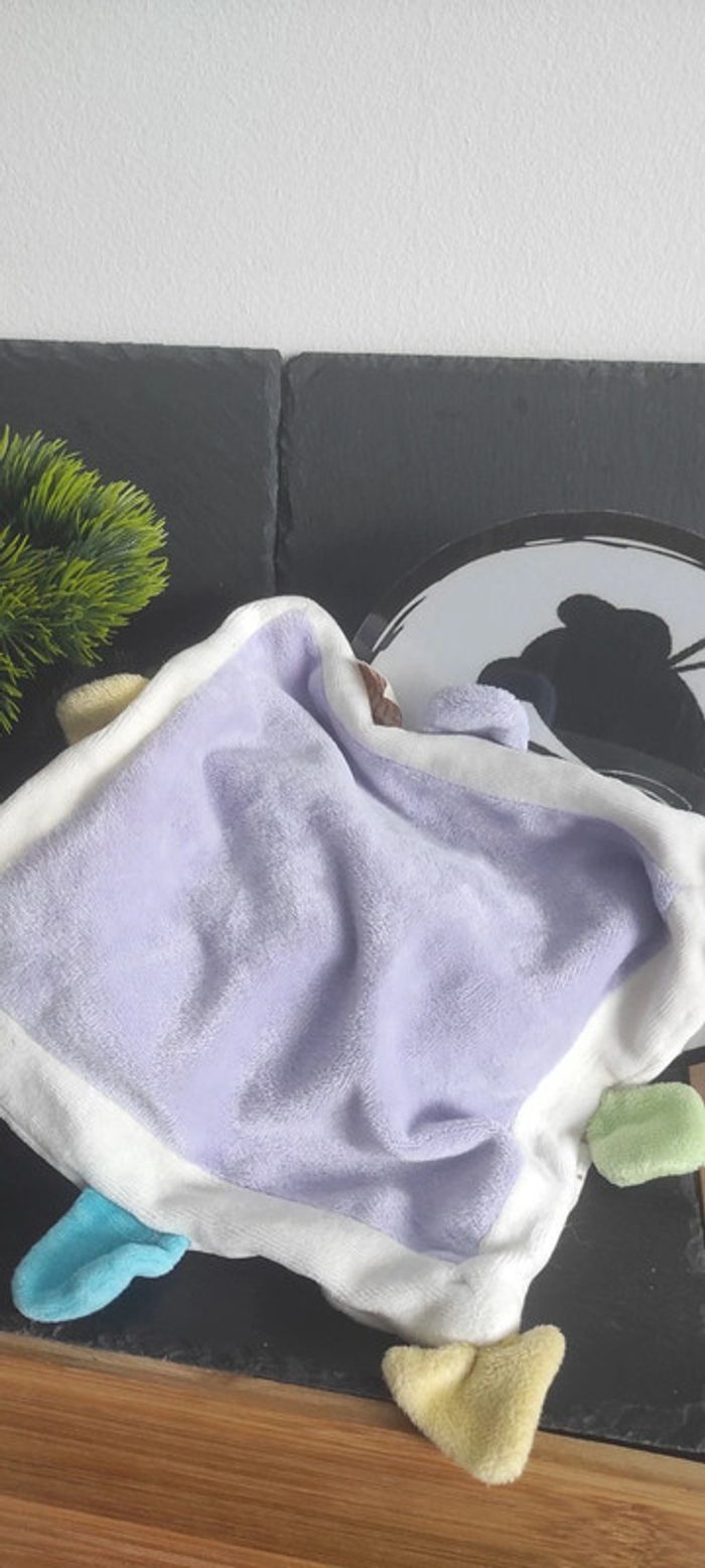 Doudou plat souris baby nat losange vert blanc violet orange jaune Écharpe Rond - photo numéro 2