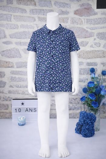 Chemise manches courtes à imprimé floral multicolore Garçon taille 10 ans marque Gemo 🎸