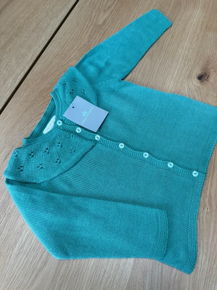 Gilet vert large col ajouré Neuf - Taille 3 Ans - photo numéro 3