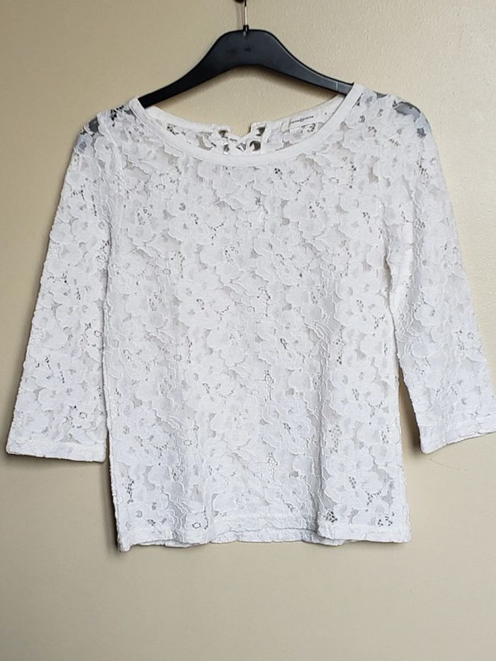 Haut manches 3 quart effet dentelle taille 34