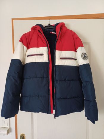Doudoune à capuche tricolore doublée sherpa - Tape à l'œil