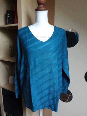 Pull mailles fines bleu pétrole