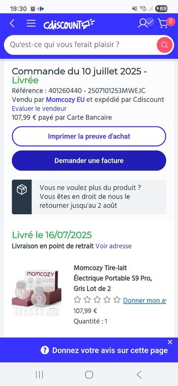 Momcosy tire lait