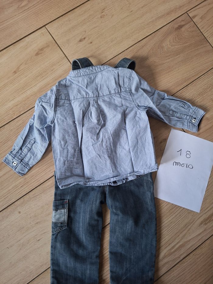 Ensemble salopette chemise 18 mois garçon - photo numéro 3