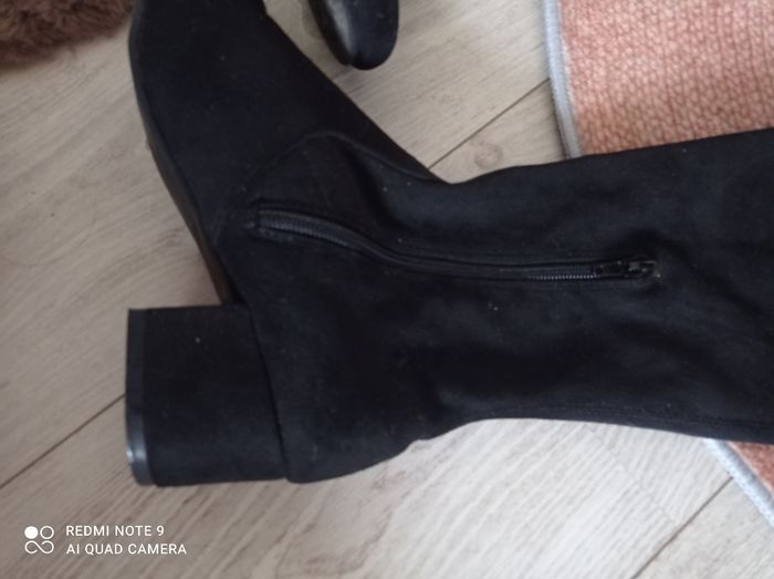 Bottes cuissardes noires petits talons carrés.38 tbe - photo numéro 4