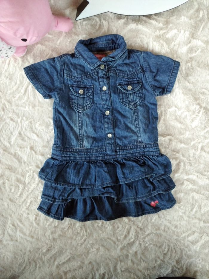 Robe doublée jeans Fille 6 mois Garden colors Tissaia Fleurs - photo numéro 2