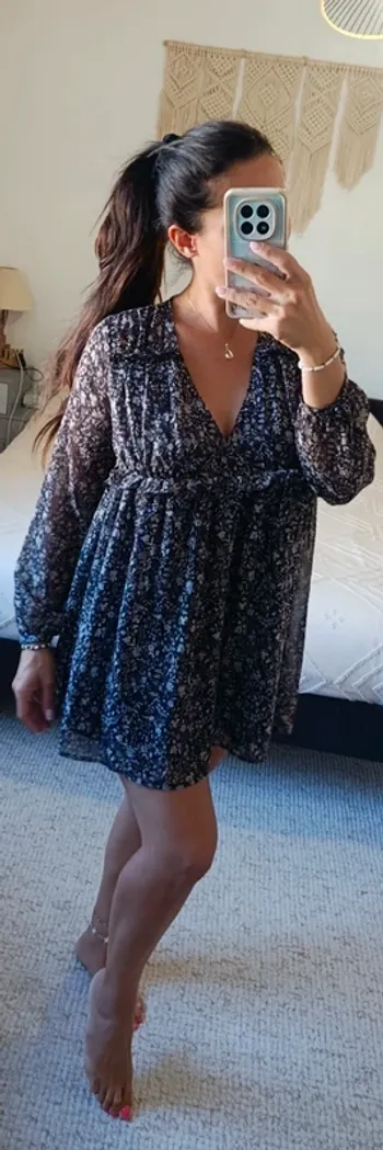 Robe Zara fleuri en voile, légère fluide S style babydoll