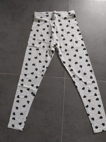 Legging fille 12 ans gris cœurs