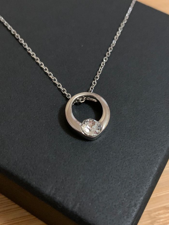 Collier Pendentif Ring - Argenté et Cristal - photo numéro 2