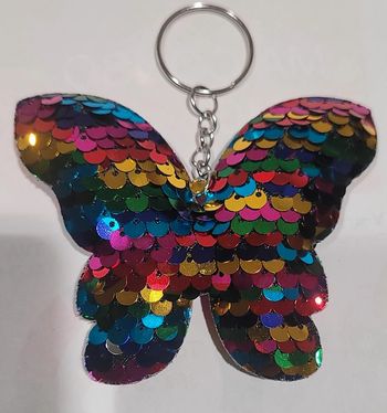 Porte-clés papillon sequins réversible