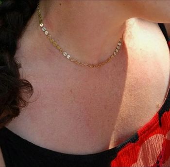 Collier femme court pastilles rondes plaqué or mariage soirée anniversaire