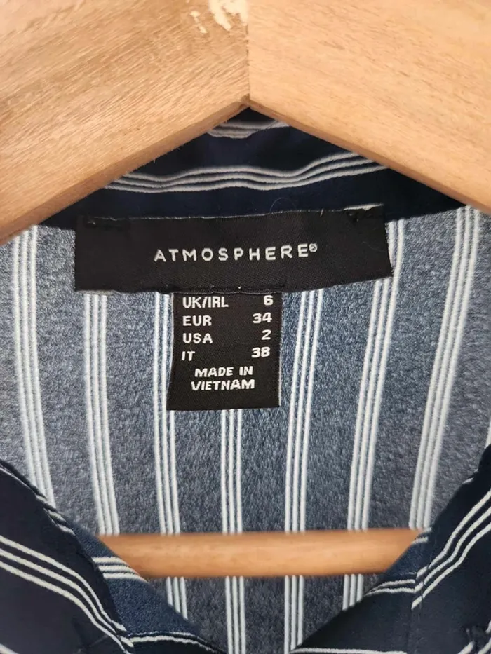 Chemise Atmosphere Bleu et rayure blanche 34 - photo numéro 3