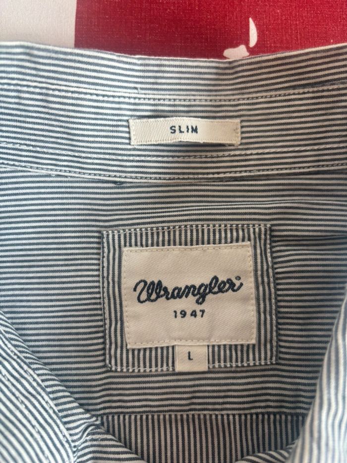 Chemise Wrangler bleu et blanc à rayures taille L - photo numéro 4