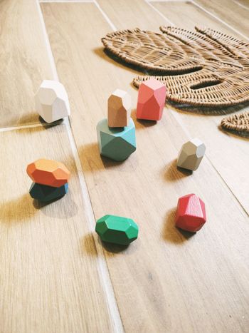 🪨Lot de 8 menhirs pierres multicolores à empiler/superposer en bois 