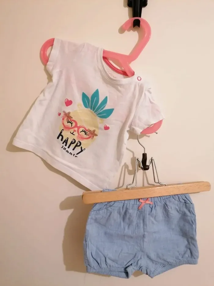 Ensemble tee shirt short in extenso 12 mois