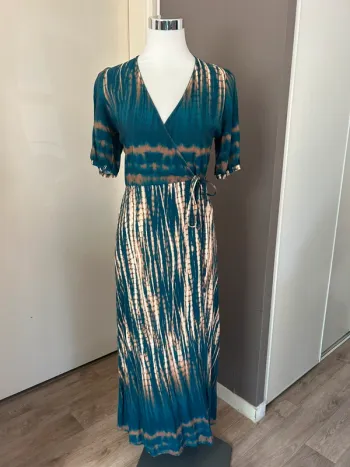 La fée Maraboutée, robe, longue imprimée, bleu et beige femme taille S/36
