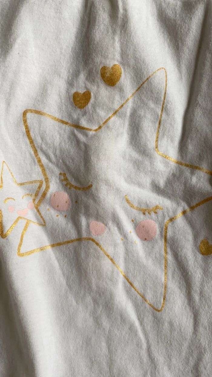 T-shirt manches longues Blanc étoiles dorées Kiabi 12 mois - photo numéro 2