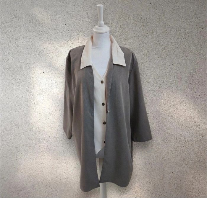 Veste chemise surchemise blazer fluide 2 en 1 46-48 - photo numéro 4