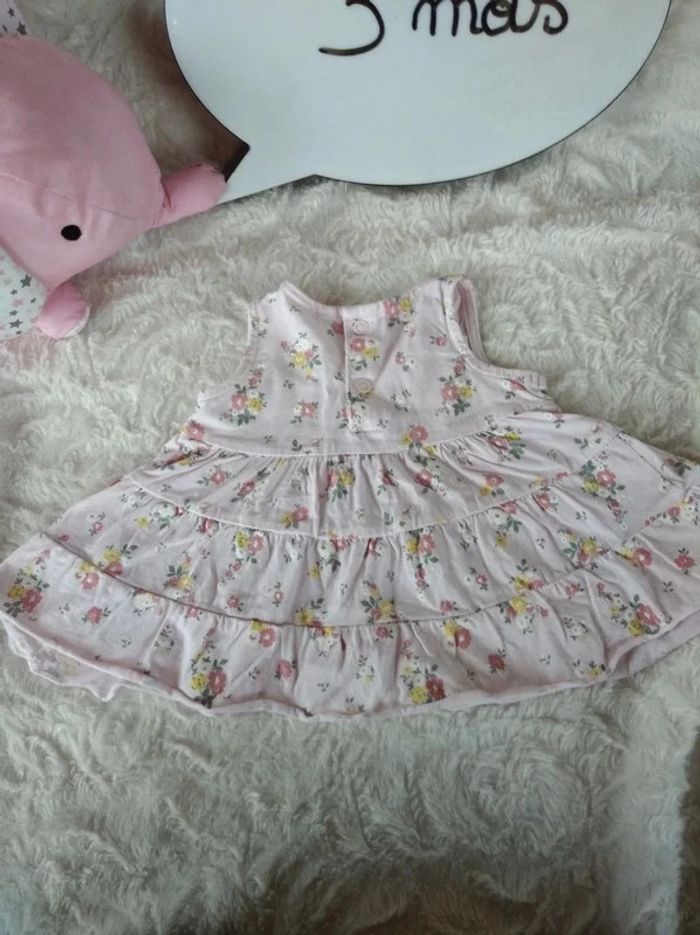 Robe courte Fille 3 mois Fleurs TEX 100% cotob - photo numéro 8