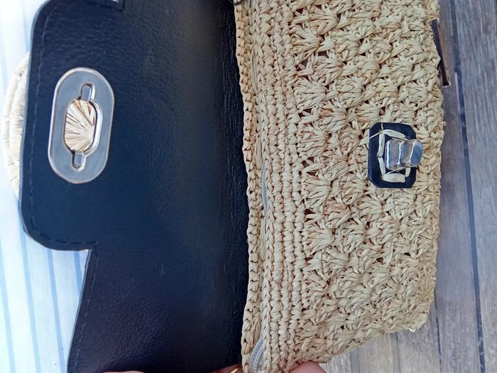 Pochette en raphia et cuir - photo numéro 3