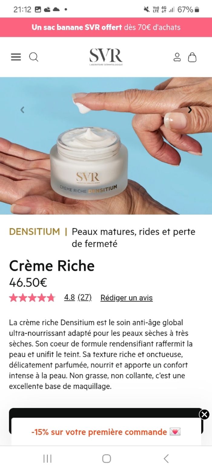 Creme riche densitium SVR neuf