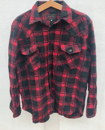 Lumberjack Flannel Plaid shirt chemise red black Mens M