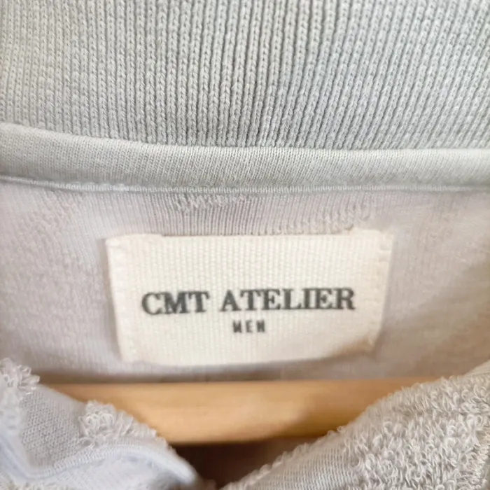 Polo stylisé polyester manches courtes col V à boutons couleur crème - CMT taille M A549 - photo numéro 8